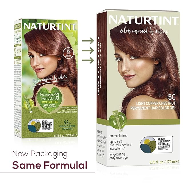 Naturtint 5C Light Copper Chestnut Permanent Hair Color (Pack of 1), Ammonia Free, Vegan, Cruelty Free, up to 100% Gray Coverage, Long Lasting Results (Packaging may vary)