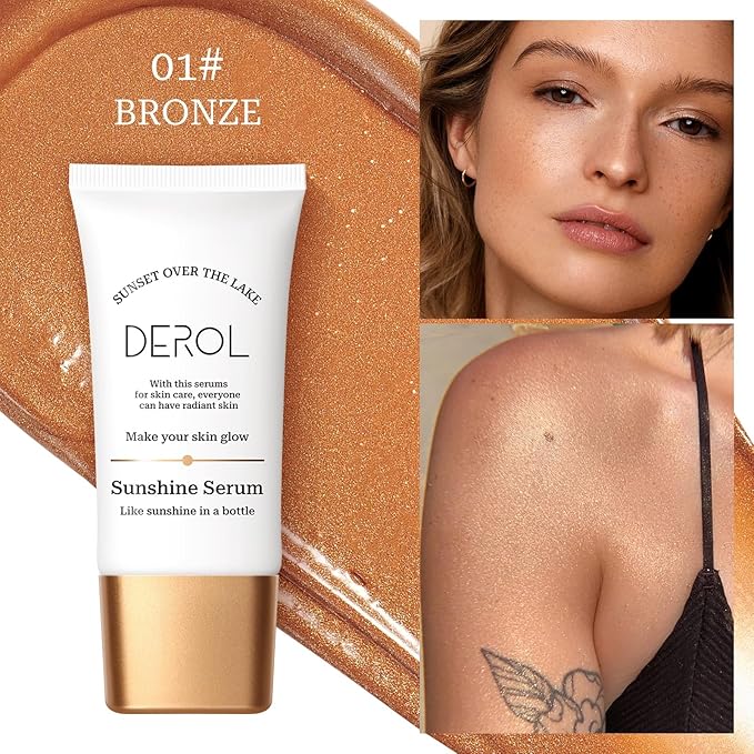 Instant Sunshine Bronzing Drops, Lightweight and Non-greasy Liquid Bronzer for Face Body, Glow Bronzing Serum Drops for Flawless Skin & A Radiant Finish(BRONZE)