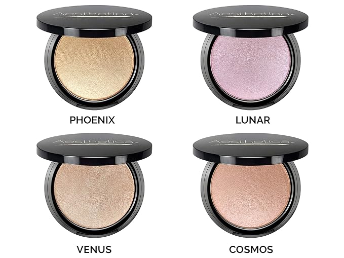 Aesthetica Starlite Highlighter - Metallic Shimmer Highlighting Makeup Powder - Lunar (Shimmering Lavender)