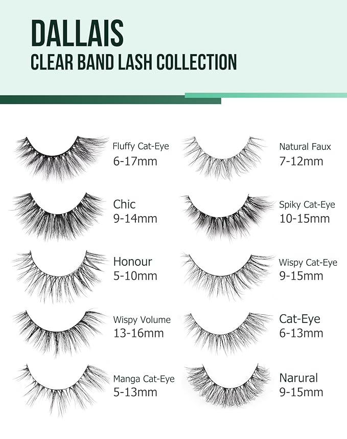 Eyelashes Natural Look Wipsy Lashes Natural Fake Lashes Clear Band Lashes Fluffy Mink Lashes Strip Lashes 12MM Demi Wispies Eyelashes