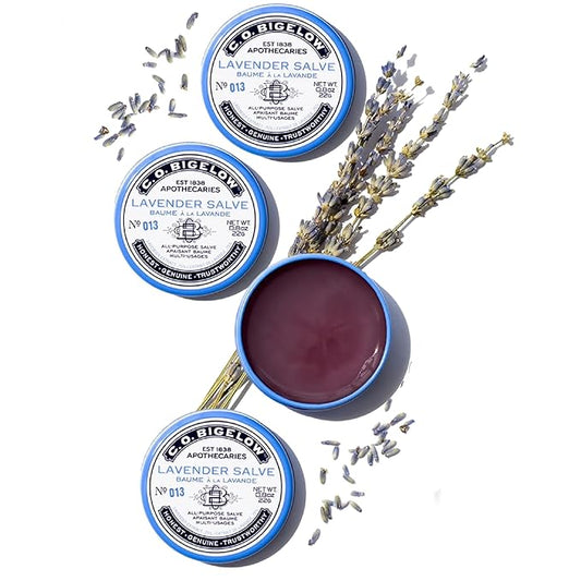 C.O. Bigelow All Purpose Salve Lip Balm Tins, Lavender Salve Pack of 3 for Chapped Lips & Dry Skin - Moisturizing Lip, Cuticle and Skin Salves, 0.8 oz each