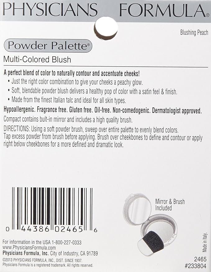 Physicians Formula Powder Palette Multi-Colored Blush Powder Blushing Peach, Dermatologist Tested