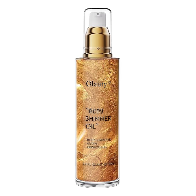 Shimmer Body Oil, Highlighter Makeup Smooth Glitter Glow Rose Gold)