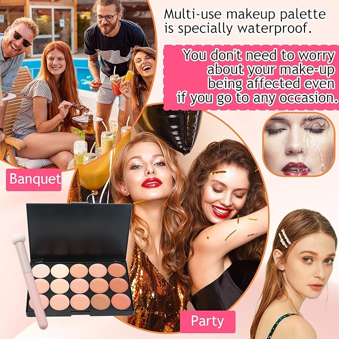 15 Colors Cream Contour Palette,Lightweight Concealer Full Coverage