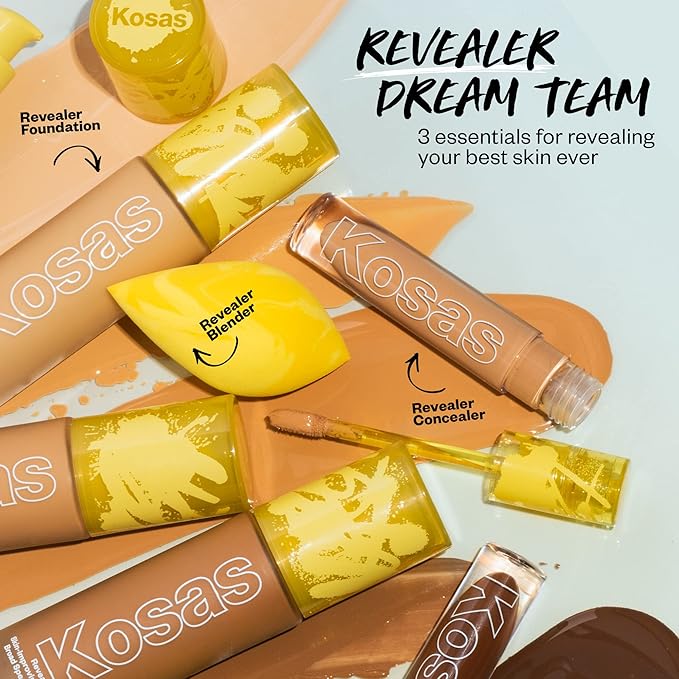 Kosas Revealer Skin-Improving Foundation with SPF 25 Protection - Hydrate, Brighten, Soothe, Plump, Protect Skin - Smoothing Texture, Natural Finish and Clean Formula - Very Light Neutral 100