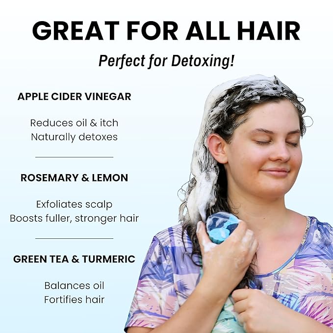 Otter co. Biotin Detox Shampoo Bar – Charcoal & Tea Tree Oil, Rosemary, Turmeric, Green Tea, Zinc – Vegan, Sulfate Free & Non Toxic – Women and Mens Shampoo, All Hair Types, Made in USA