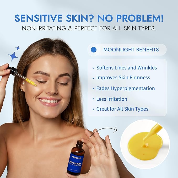 MAELOVE Moonlight Advanced Retinal Super Serum, 10x Stronger than Regular Retinol, for Softening Lines and Wrinkles, Reducing Dark Spots, Improving Skin Firmness, Vegan, Cruelty-Free, 1.0 fl oz