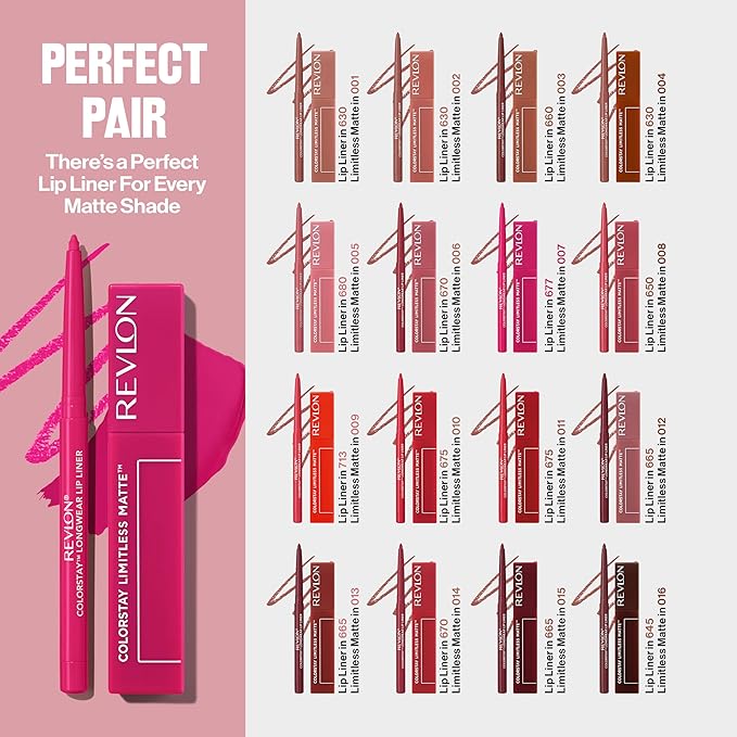 Revlon ColorStay Limitless Matte Liquid Lipstick, Vegan Formula, No-Budge, Longwear Lip Color, Long Lasting, Lightweight/Comfortable, Waterproof, 001 Beauty Sleep, 0.17 fl oz