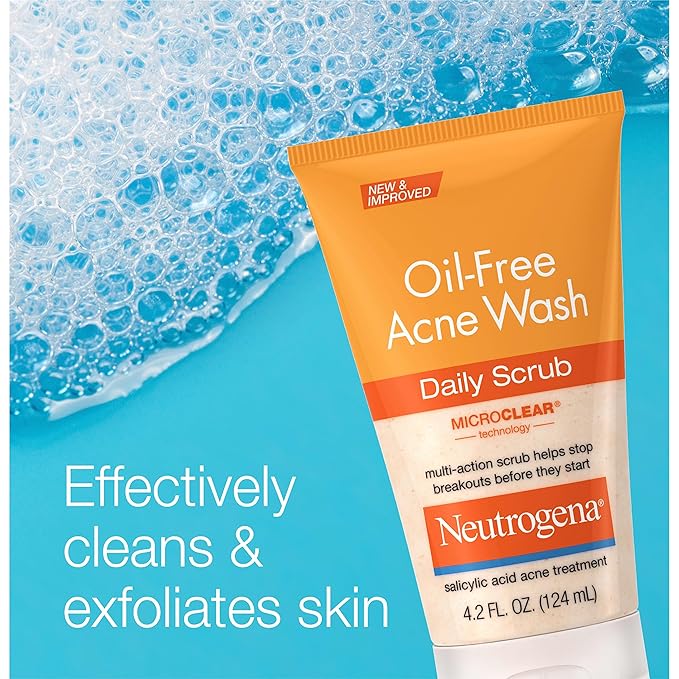 Neutrogena Oil-Free Acne Face Scrub, 2% Salicylic Acid Acne Treatment, Daily Face Wash to help Prevent Breakouts, Exfoliating Facial Cleanser for Acne-Prone Skin, Twin Pack, 4.2 fl. oz, 2 Pack
