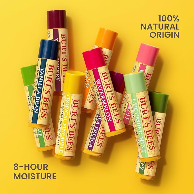 Burt's Bees Lip Balm - Original Beeswax, Lip Moisturizer With Responsibly Sourced Beeswax, Tint-Free, Natural Origin Conditioning Lip Treatment, 4 Tubes, 0.15 oz.