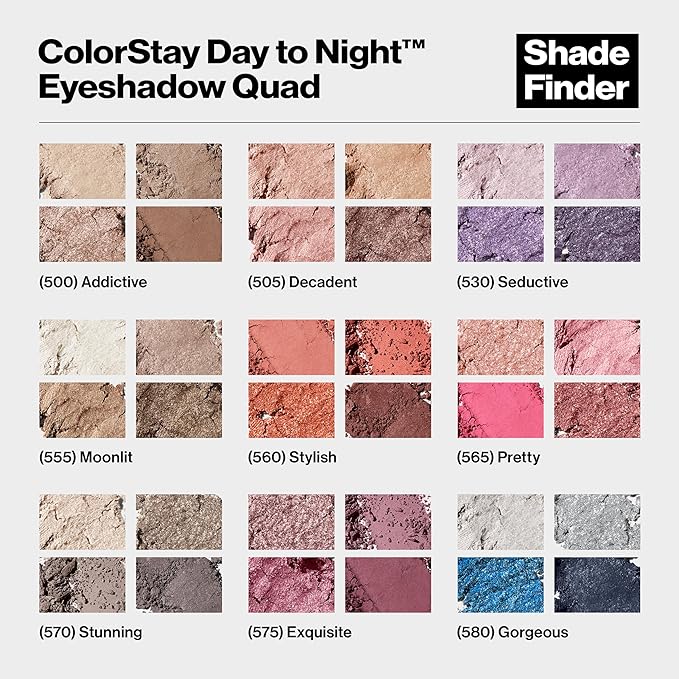 Revlon ColorStay Day to Night Eyeshadow Quad, Longwear Shadow Palette with Transitional Shades and Buttery Soft Feel, Crease & Smudge Proof, 530 Seductive, 0.16 Oz