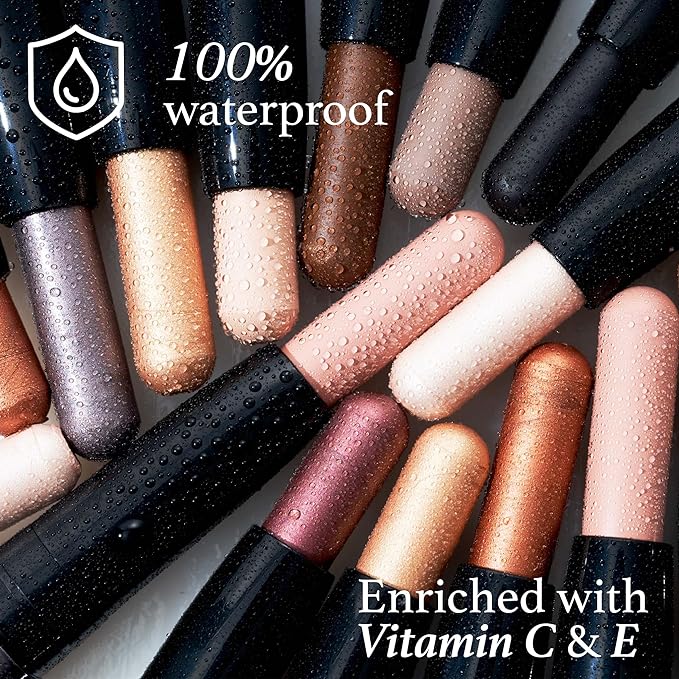 Julep Eyeshadow 101 Crème-to-Powder Waterproof Eyeshadow Stick Duo – Long-Lasting, Crease-Proof, Easy Apply with Built-in Smudger - Sand Shimmer and Smoky Tawny Matte