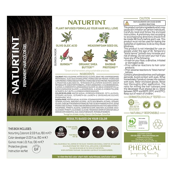 Naturtint 4N Natural Chestnut Permanent Hair Color (Pack of 6), Ammonia Free, Vegan, Cruelty Free, up to 100% Gray Coverage, Long Lasting Results (Packaging may vary)