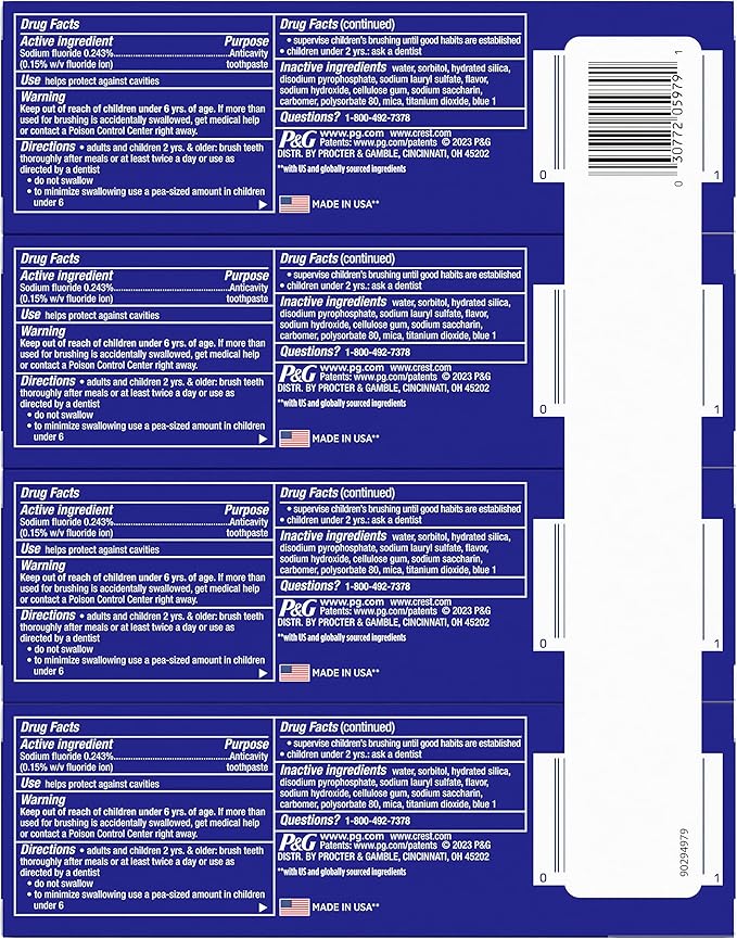 Crest 3D White Stain Eraser Teeth Whitening Toothpaste, Polishing Mint, 3.1 oz (Pack of 4)