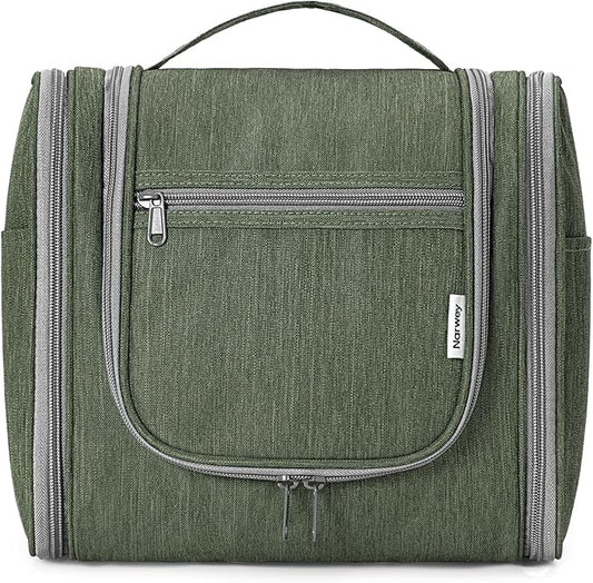 Narwey Hanging Toiletry Bag for Women Travel Makeup Bag Organizer Toiletries Bag Men for Cosmetics Essentials Accessories (Large, Army Green)
