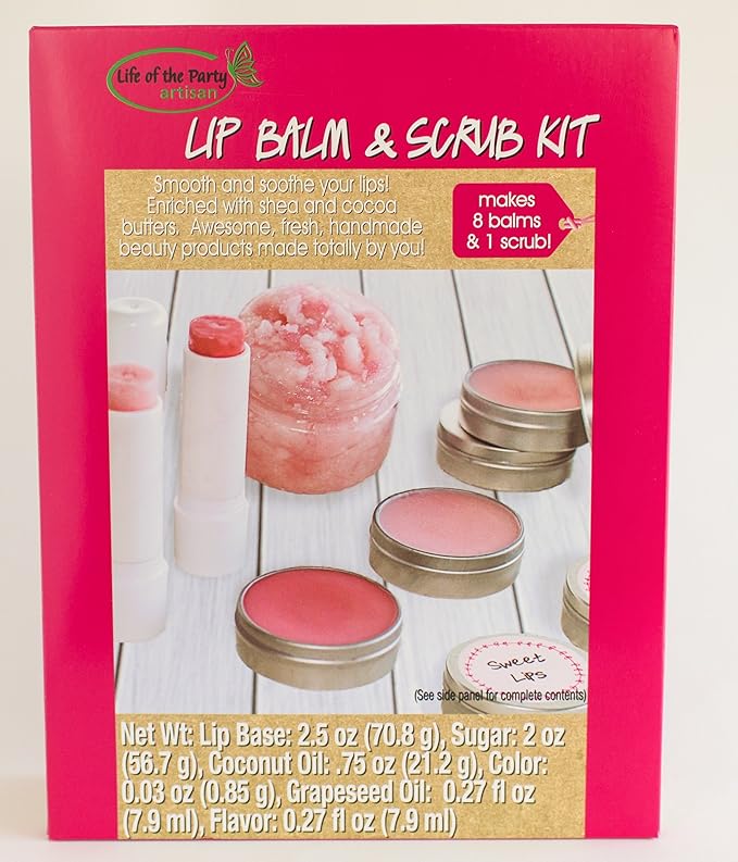 Life of the Party Lip Balm & Scrub Kit, Makes 8 balms and 1 Scrub, 2 Ounces