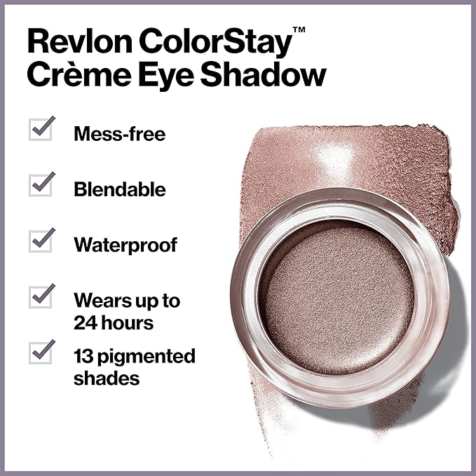 REVLON Crème Eyeshadow, ColorStay 24 Hour Eye Makeup, Highly Pigmented Cream Formula in Blendable Matte & Shimmer Finishes, 750 Vanilla, 0.18 Oz