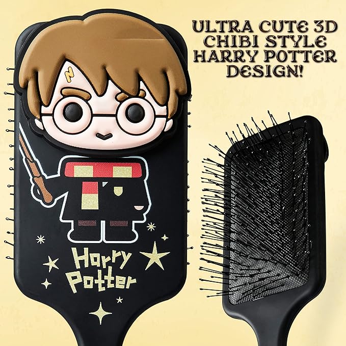 Official Harry Potter Hair Brush, Detangler for Girls, Gifts for Fans (Black)