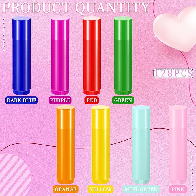 128 Pieces Lip Balm Tubes 5 ml Refillable ml