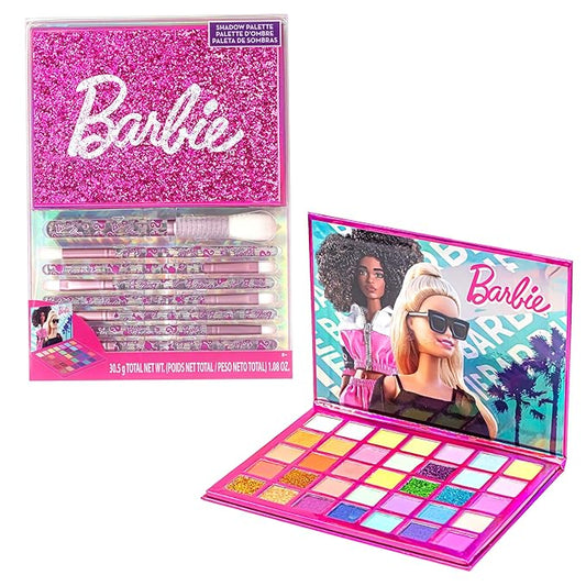 Barbie - Townley Girl 35-Well Eyeshadow Palette, Shimmery and Opaque Colors, Pigmented Blendable, 8 Application Brushes Non-Toxic 8+, Perfect for Parties, Sleepovers & Makeovers
