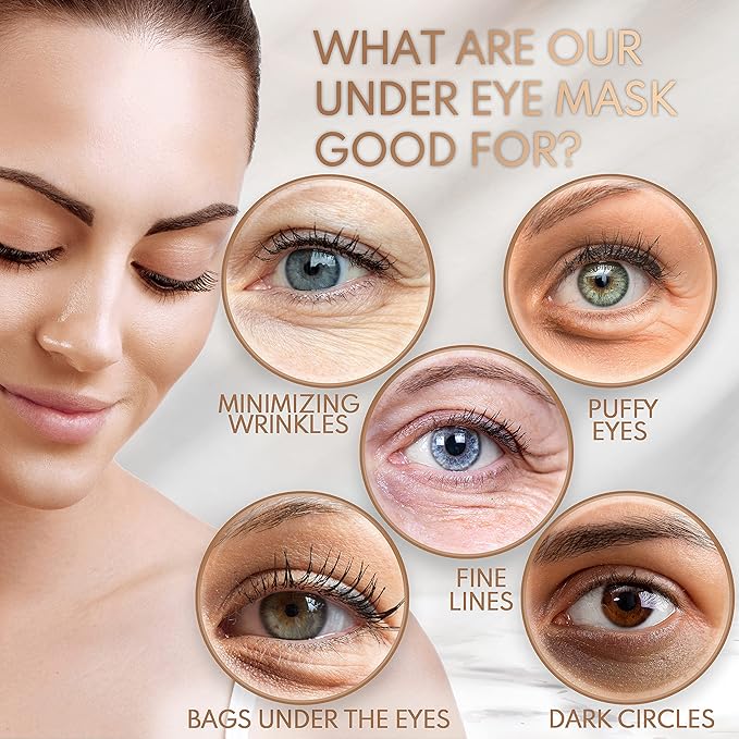 Under Eye Anti-Aging Eye Mask Collagen Patch Treatment for Minimizing Wrinkles, Puffy Eyes, Eye Bags, Dark Circles, Fine Lines Under the Eye, Looking Less Tired, Revitalizing, Moisturizing and