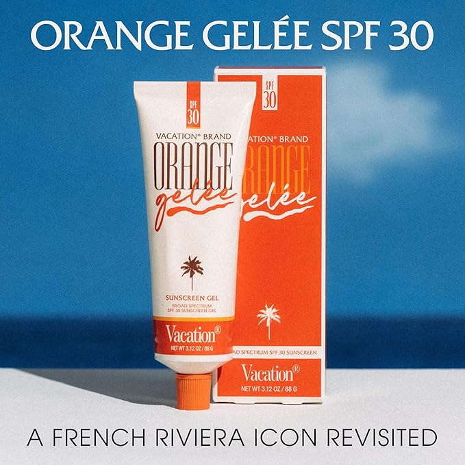 Vacation Orange Gelée SPF 30 Gel & Tube Key Bundle, Hydrating Balm-to-Oil Sunscreen, Mineral-Oil Free, Water-Resistant, Travel Size, 3.12 Oz.