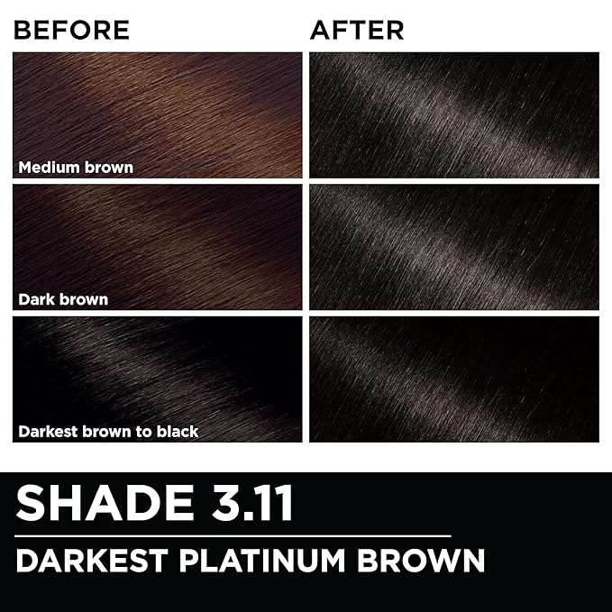 Garnier Hair Color Olia Ammonia-Free Brilliant Color Oil-Rich Permanent Hair Dye, 3.11 Darkest Platinum Brown, 1 Count (Packaging May Vary)