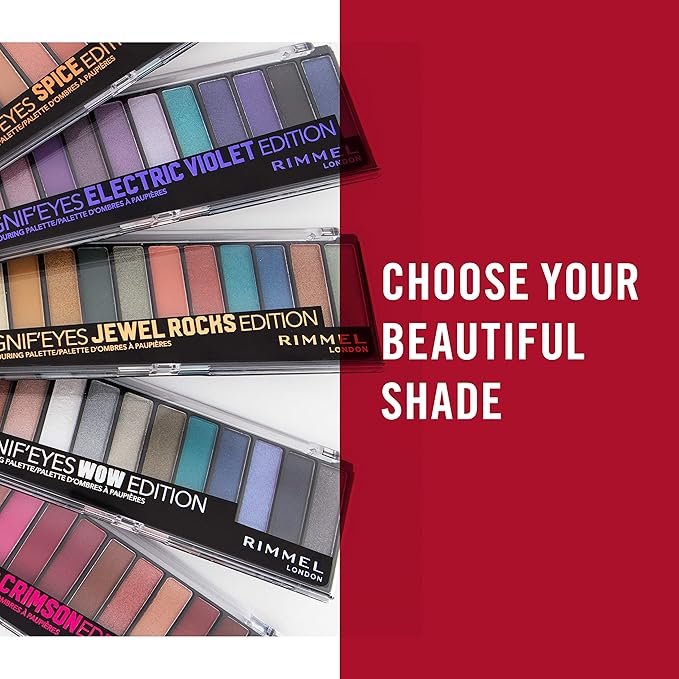 Rimmel London Magnif'Eyes Eyeshadow Palette, 12 Shades, Blendable Formula, Versatile, 005, Spice, 0.5oz