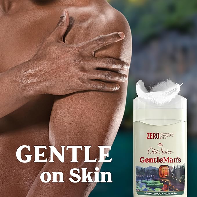 Old Spice GentleMan's Aluminum Free Dry Feel Deodorant for Men, 24/7 Lasting Freshness, Gentle on Skin with Skin Conditioners, Sandlewood + Aloe Scent, 3.0 oz