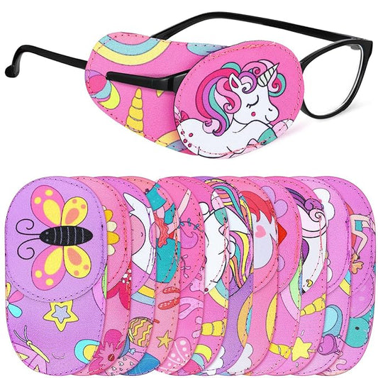 Newcotte 12 Pcs Eye Patch for Kids Girls Boys Reusable Eye Patch for Glasses over the Lens Colorful Eye Patch Toddler Eye Patch Adorable Kids Eye Patches Assorted Eye Patch Cover (Cute)