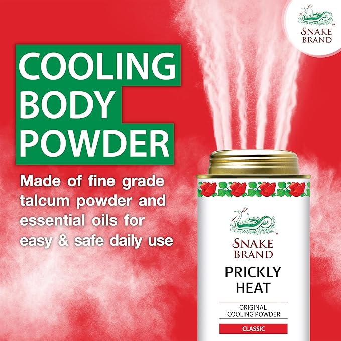 Snake Brand Prickly Heat Cooling Powder for Everyday / 280g) 9 Oz