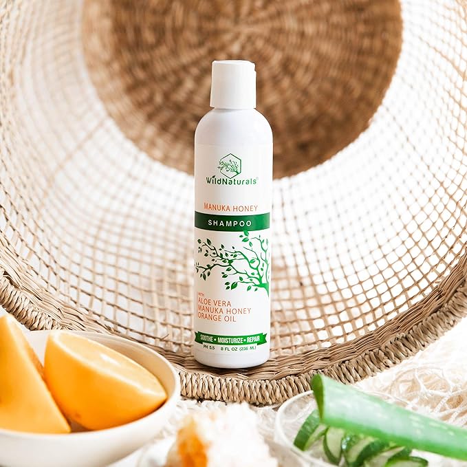 Manuka Honey Shampoo and Conditioner - Soothing Moisturizing Formula for Eczema, Psoriasis, Curly Hair and Color-Safe - All Natural Set