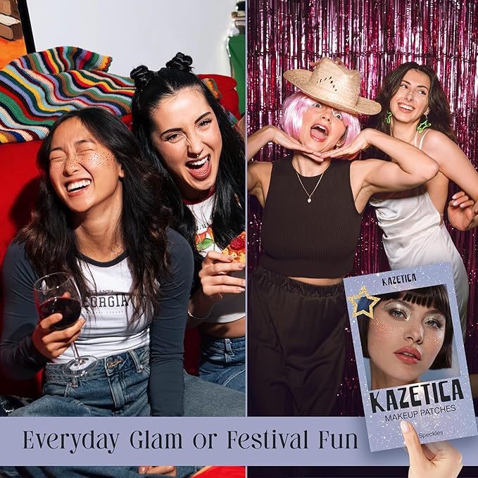 Glitter Freckles Face Tattoo, 10 Pcs Silver Face Glitter Freckles for Women, Festival Outfits for Women Rave Accessories Fake Tattoos, Sparkle Makeup Patches, Waterproof Speckles Patches,Mini Makeup