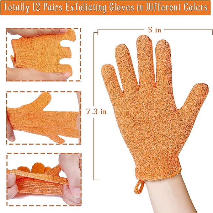Shower gloves,24 pcs exfoliating bath