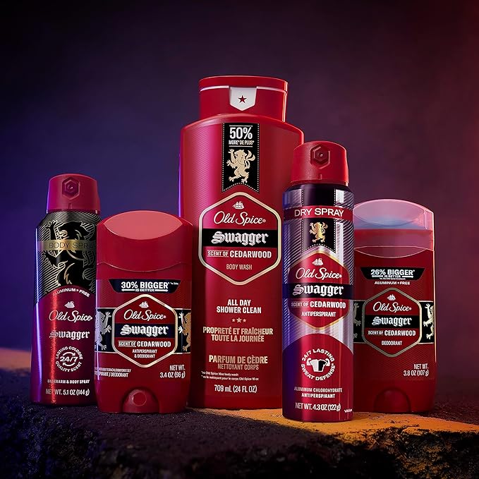 Old Spice Aluminum Free Deodorant for Men, 24/7 Odor Protection, 24/7 Freshness & Lasting Scent, Swagger with Cedarwood Scent, 3.0 oz