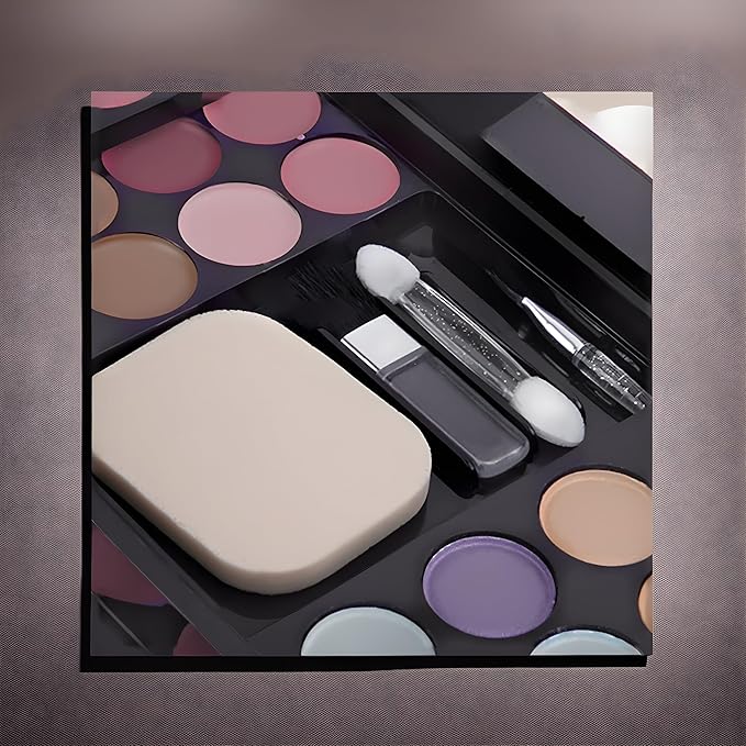 Ladies vegan girl makeup kits all in one box set cosmetic Eye shadow Palette matte gift makeup kit full blush makeup set (Multi Colored)