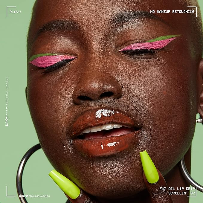 NYX PROFESSIONAL MAKEUP Fat Oil Lip Drip, Moisturizing Lip Oil Gloss, Vegan Tinted Formula, Up to 12 HR Hydration - Scrollin' (Deep Caramel)