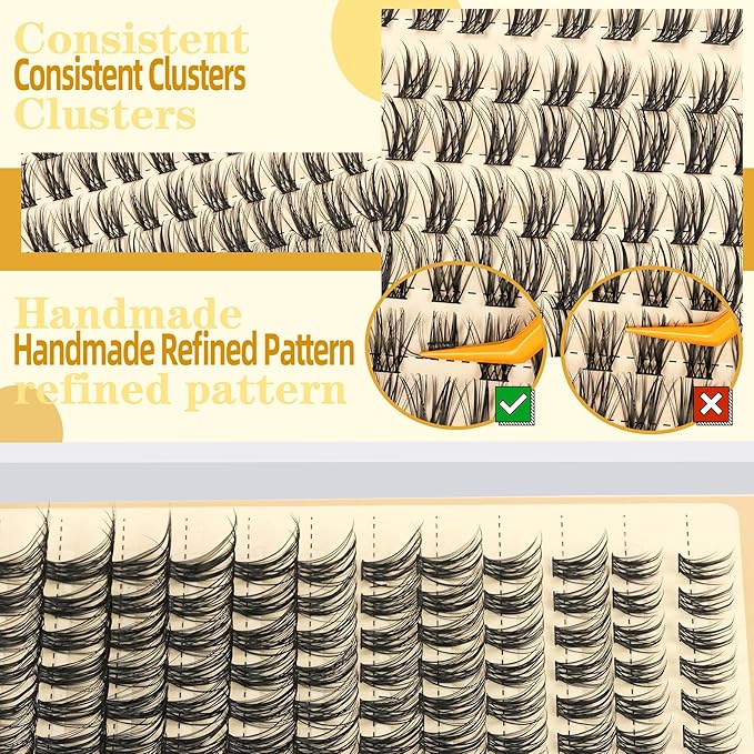 Eyelash Cluster 10-18mm Wispy Eyelash Clusters D Curl DIY Lash Extension Natural Lash Clusters Individual Lashes (LF03 Lashes Only)
