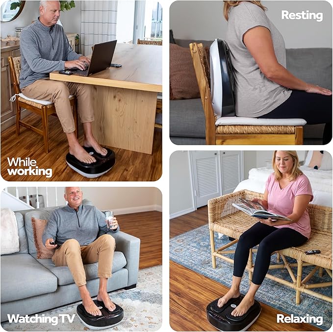 Power Legs Electric Foot Massager Machine with Remote Control, Adjustable Speed, Vibration - Calf Massager - Feet Massager for Neuropathy Pain Relief, Plantar Fasciitis, Leg Blood Circulation (Black)