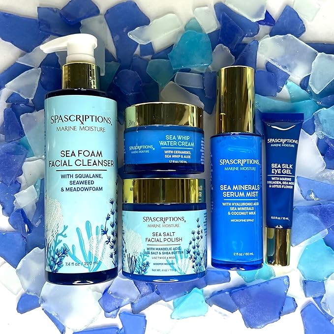 SpaScriptions Marine Moisture Sea Whip Water Cream, Daily Facial Moisturizing Cream, Formulated with Restoring Ceramides, 1.7 fl oz, Cruelty Free