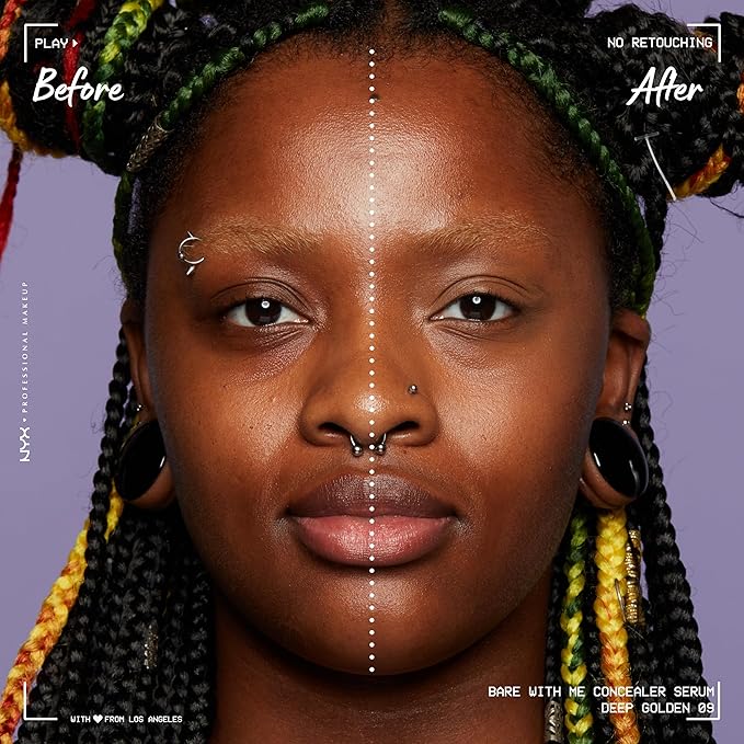 NYX PROFESSIONAL MAKEUP Bare With Me Concealer Serum, Up To 24Hr Hydration - Deep Golden