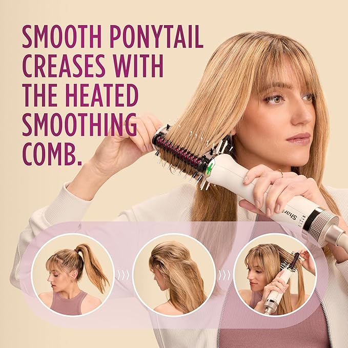 Shark HT212 SmoothStyle Heated Comb + Blow Dryer Brush with Heat Resistant Storage Bag, Dual Mode, for All Hair Types, Silk