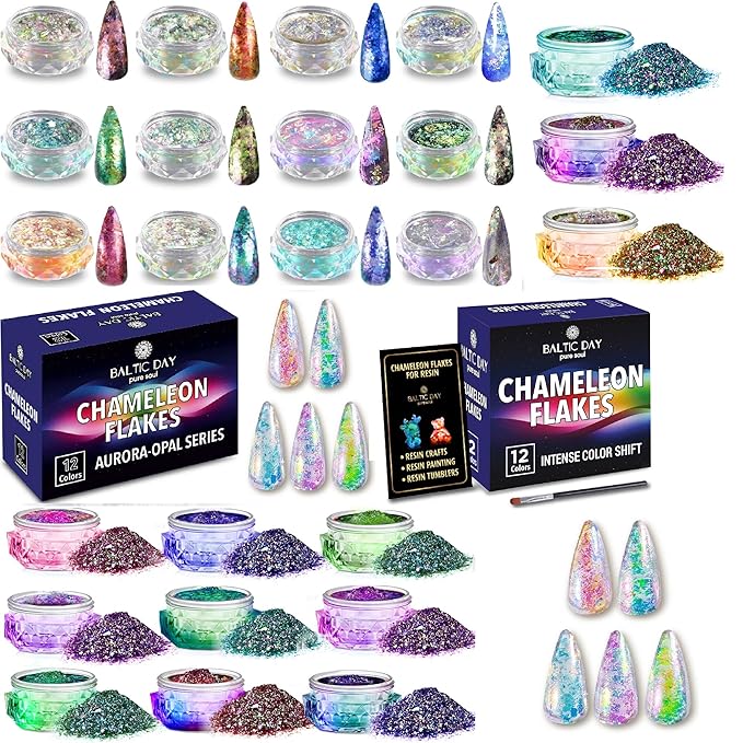 Chameleon Flakes & Chameleon Aurora Opal Flakes - Chameleon Flakes for Resin, Nails - Chameleon Mica Powder for Epoxy Resin, Paint