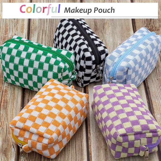 Pazimiik checkered makeup bag for