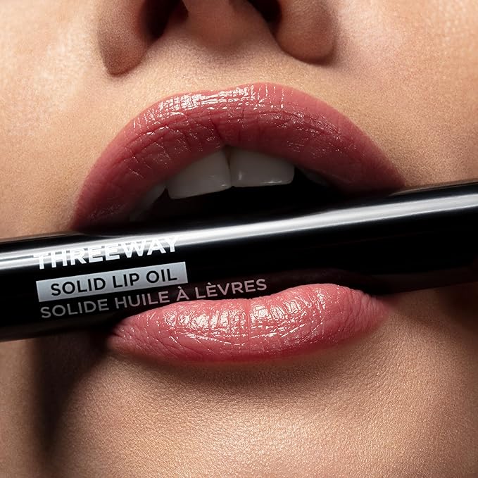 Deck of Scarlet Threeway Solid Lip Oil, Vegan Formula With Hyaluronic Acid and Hydrating Oil Blend, Glossy Finish - Coral Rose