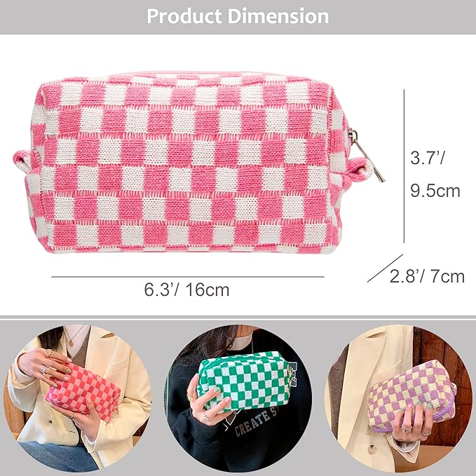 Pazimiik checkered makeup bag for