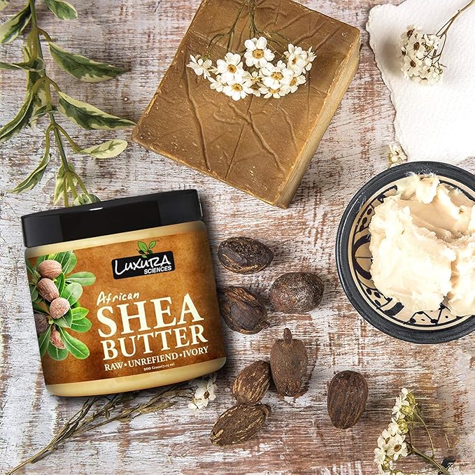 African Shea Butter | 100% Pure & Unrefined Raw Shea Butter for Skin & Hair | Deep Moisturizer for Face, Body & Scalp | Ideal for DIY Lotion, Soap Making & Lip Balm | 7.05 Oz (200g)