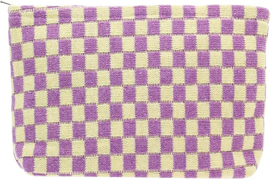 Pazimiik knitted checkered makeup bag