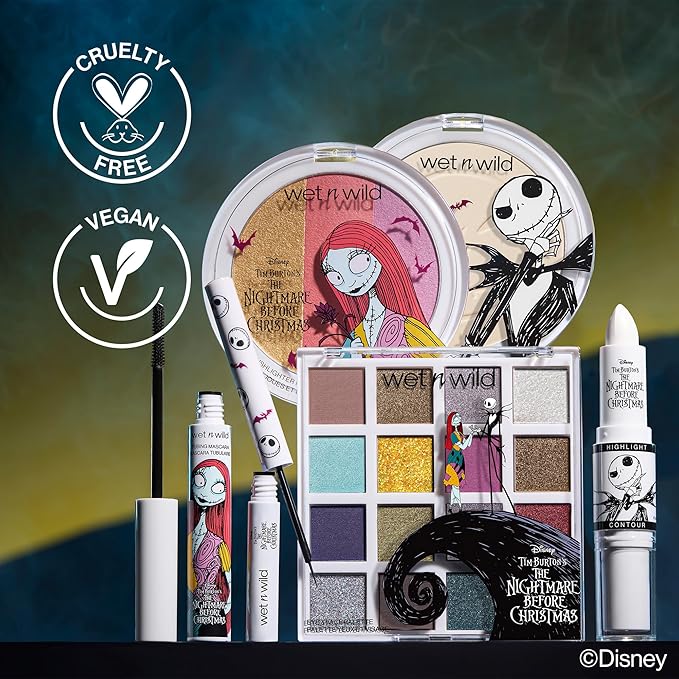 wet n wild Disney Nightmare Before Christmas Limited Edition PR Box - Coffin-Shaped Collector's Set with Eye, Face & Body Makeup, Color-Changing Lip Oils, Tubing Mascara & More - Cruelty-Free