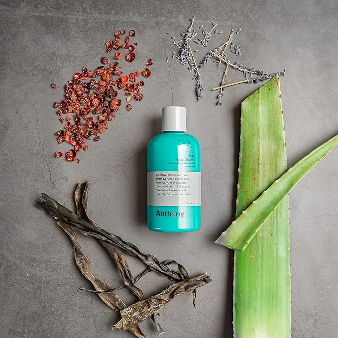 Anthony Algae Facial Cleanser, 8 Fl Oz. Contains Algae, Aloe Vera, Azulene, Lavender and Rose Hip Oil, Cleanses and Refreshes, Moisturizes and Hydrates, Calms and Soothes Your Skin.